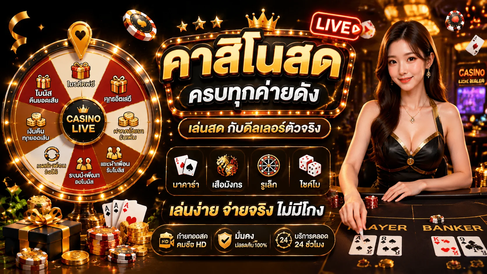 คาสิโนออนไลน์ UWIN33 บาคาร่าสด รูเล็ต ไฮโล ถ่ายทอดสด